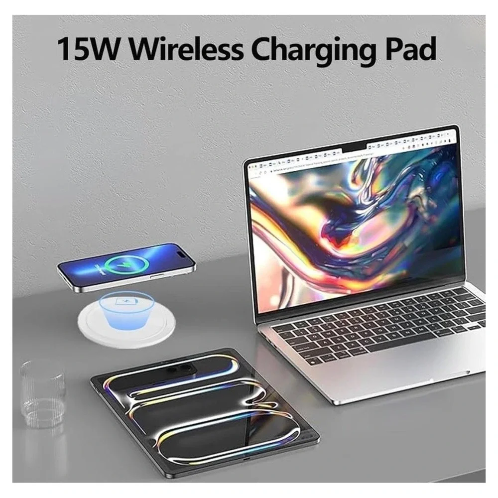 20A‎ 125V Pop Up Desk Countertop Outlet 15W Wireless Charger USB Ports White